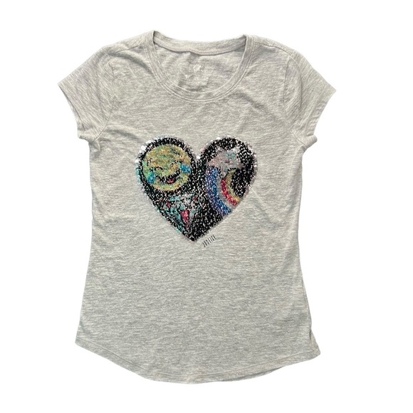 💜Justice flip sequin heart tee - Picture 3 of 10